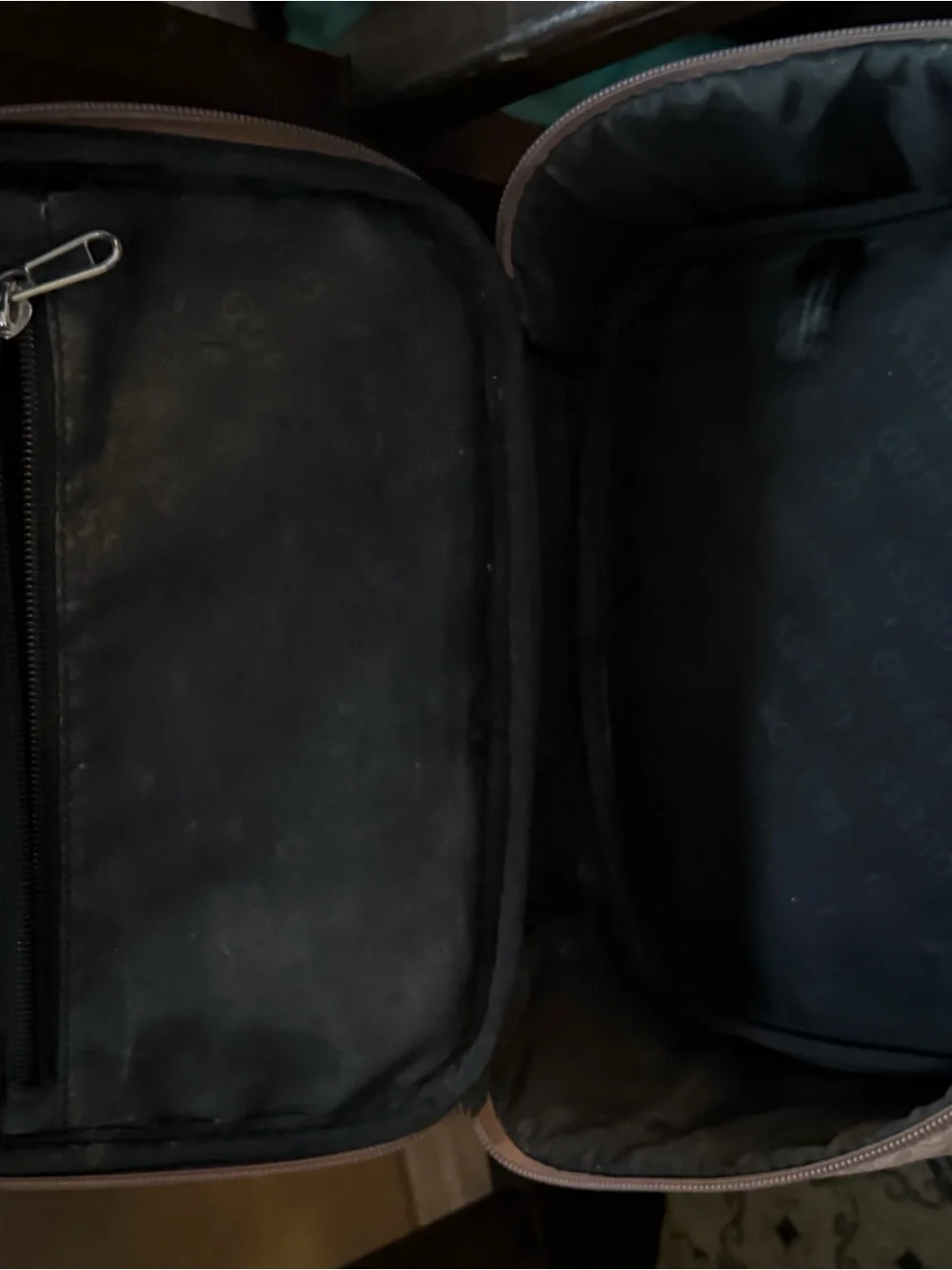 Guess Duo Monogram Cosmetic Cases in Light Tan & Dark Brown
